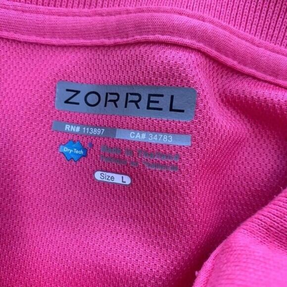 Zorrel Mens Dark Pink Golf Polo Short Sleeve DryTech Shirt Size Large​​​​​​ - Picture 3 of 7